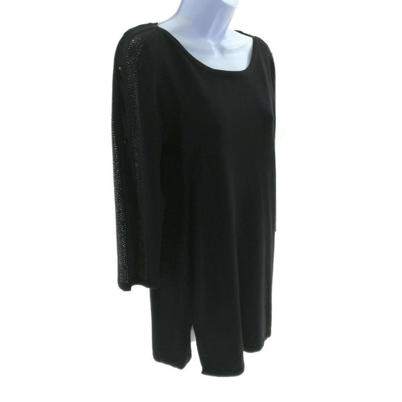 Cable & Gauge Women's Black Long Sleeve Cold Shoulder Sweater Size Medium - Picture 2 of 3